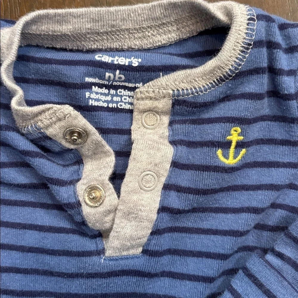 Carter's Navy and Gray Striped Baby Romper